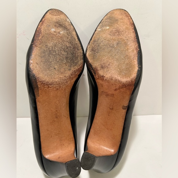 Salvatore Ferragamo Florence Black Leather Heels Made in Italy Size 7B - Picture 3 of 8